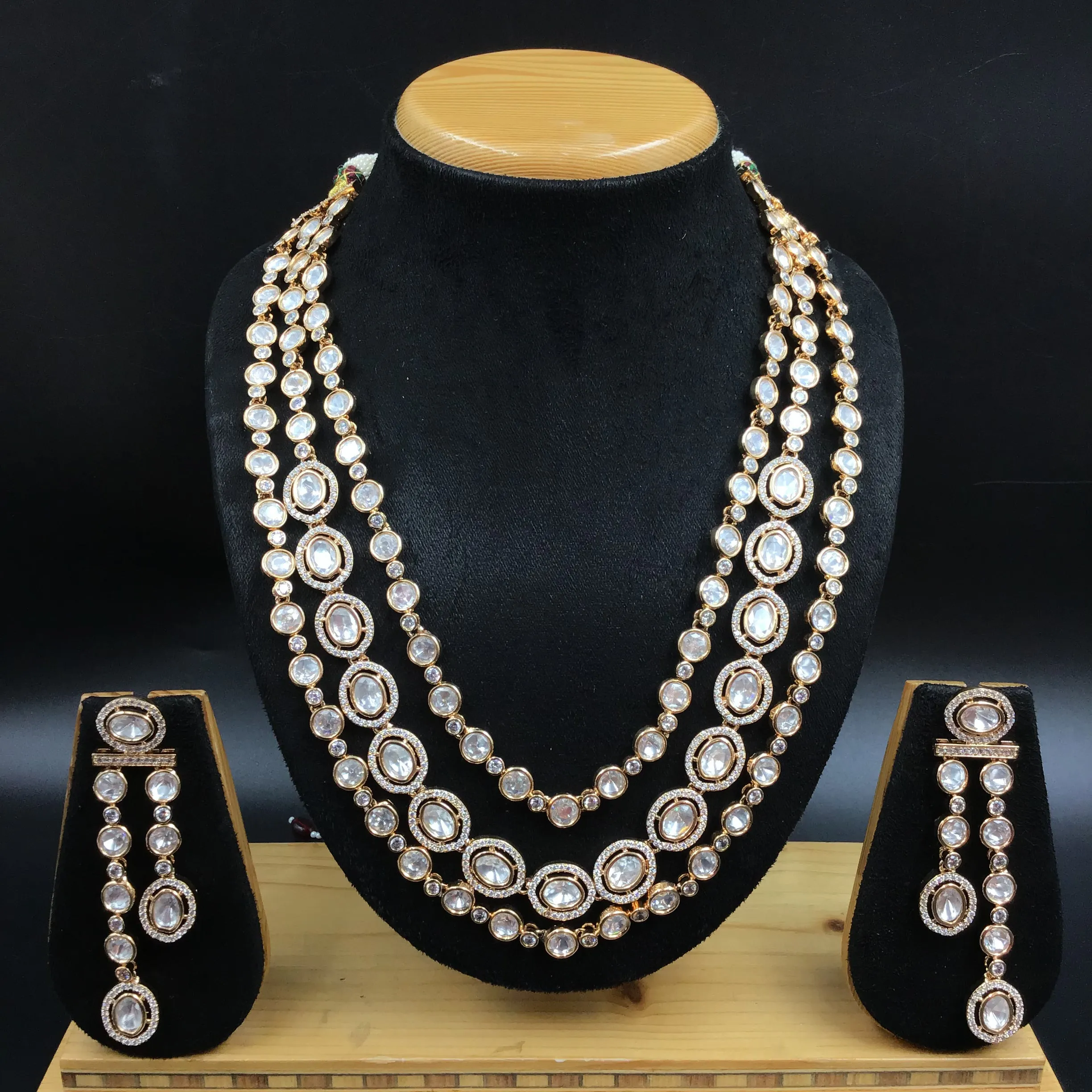 3 Line Long Neck Kundan Necklace Set 5287-68