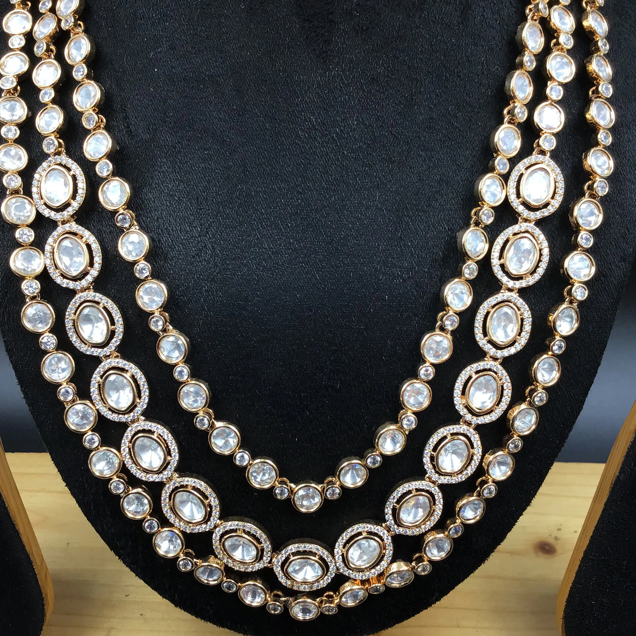 3 Line Long Neck Kundan Necklace Set 5287-68