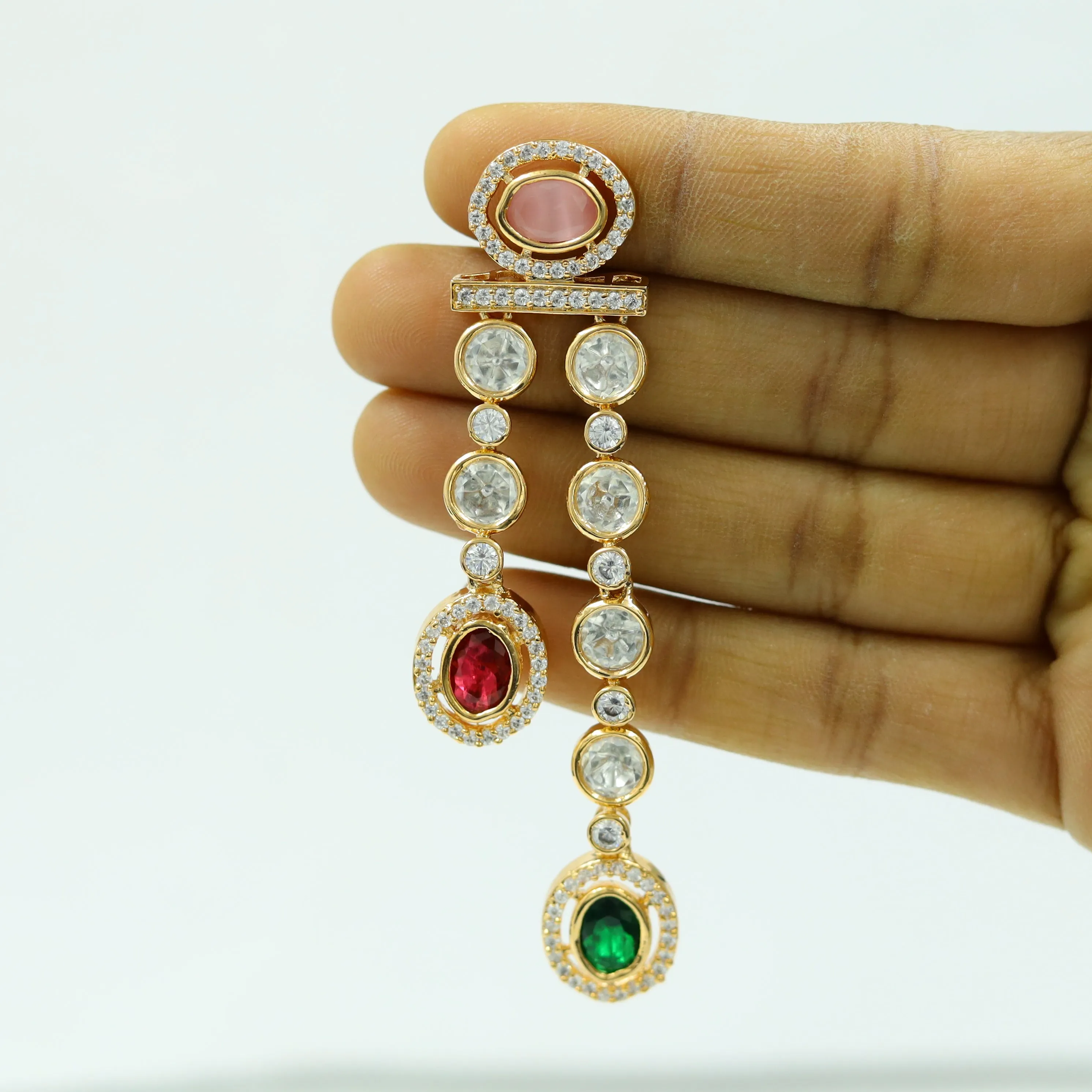 3 Line Long Neck Kundan Necklace Set 5287-68