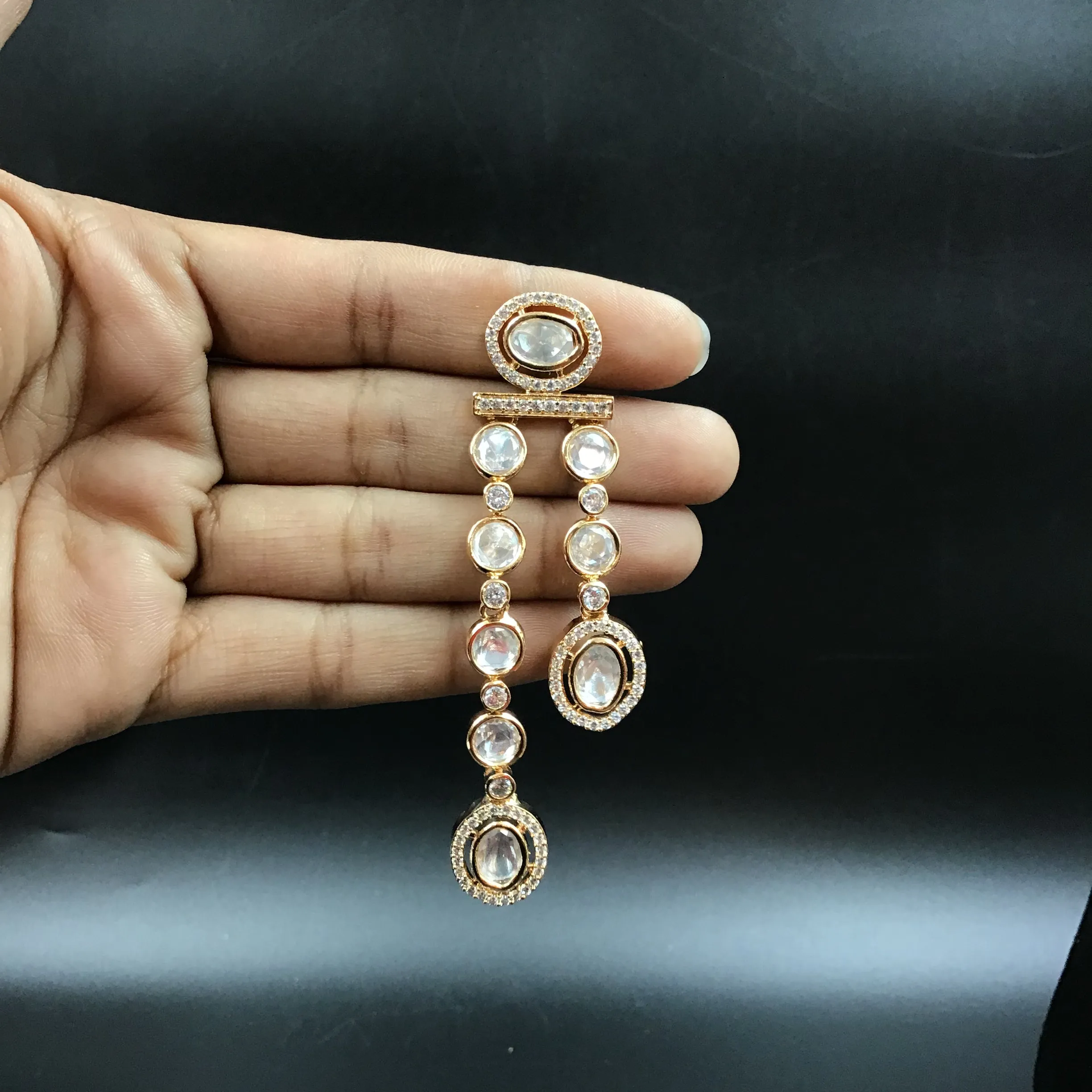 3 Line Long Neck Kundan Necklace Set 5287-68