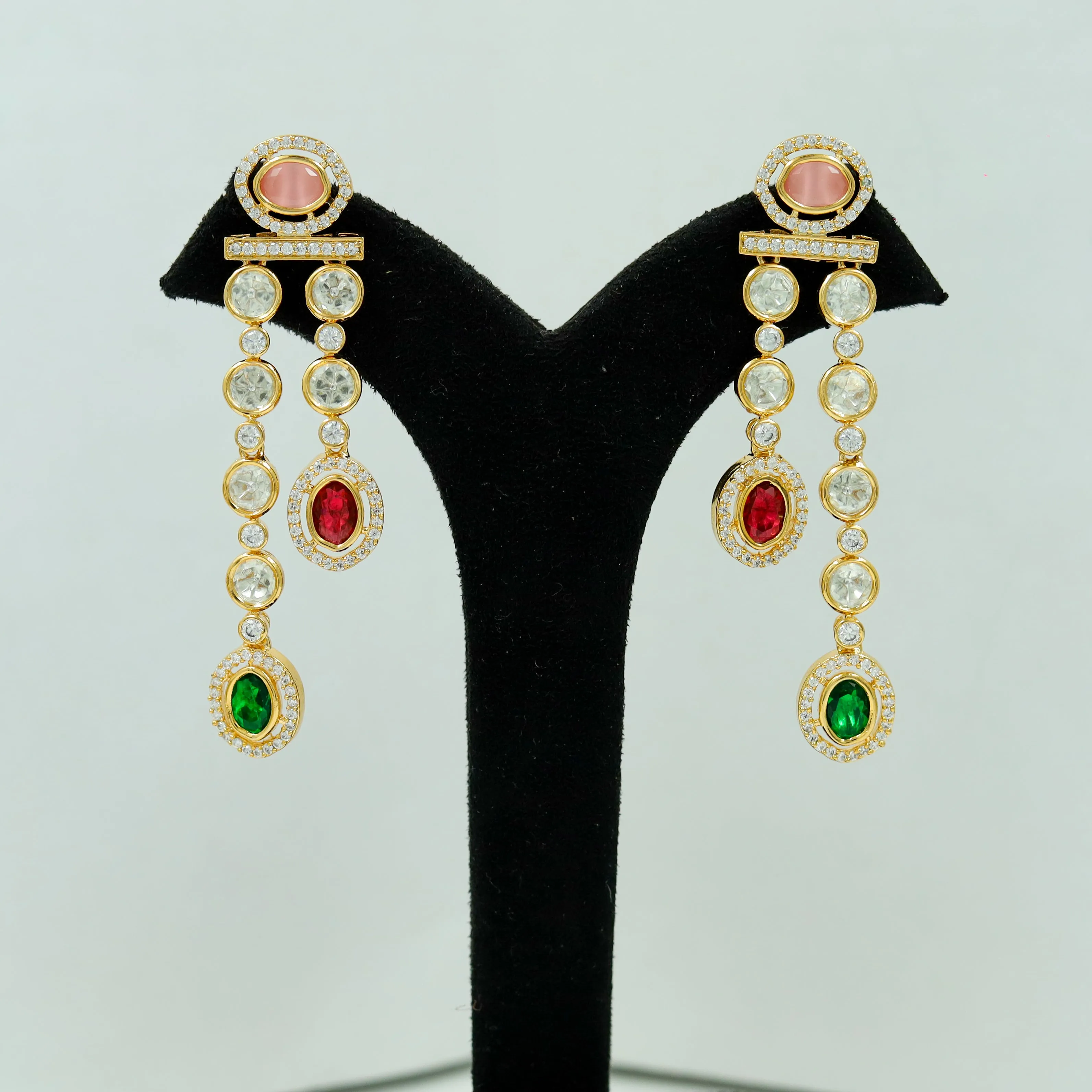 3 Line Long Neck Kundan Necklace Set 5287-68