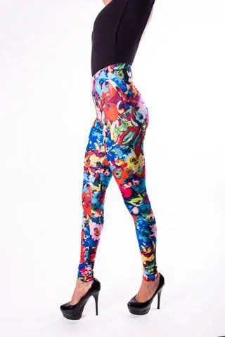 Blue Floral Leggings (XS/Teen 12)