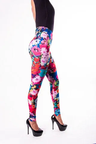 Blue Floral Leggings (XS/Teen 12)