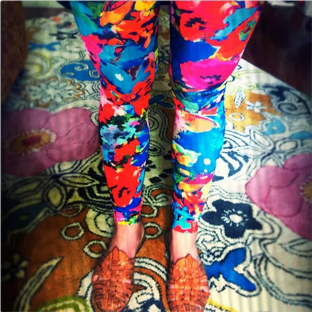Blue Floral Leggings (XS/Teen 12)