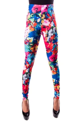 Blue Floral Leggings (XS/Teen 12)