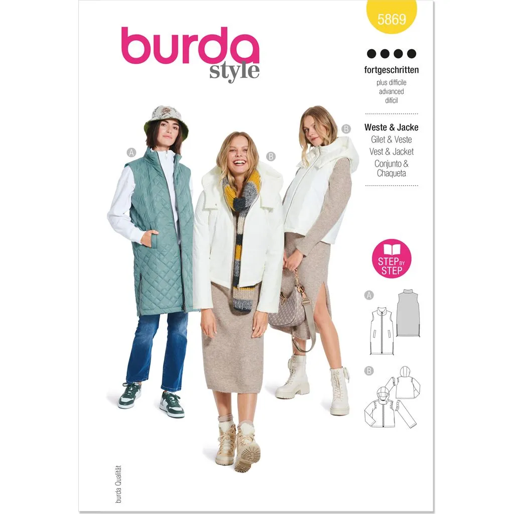 Burda Style Pattern 5869 Misses' Waistcoat / Vest & Jacket B5869