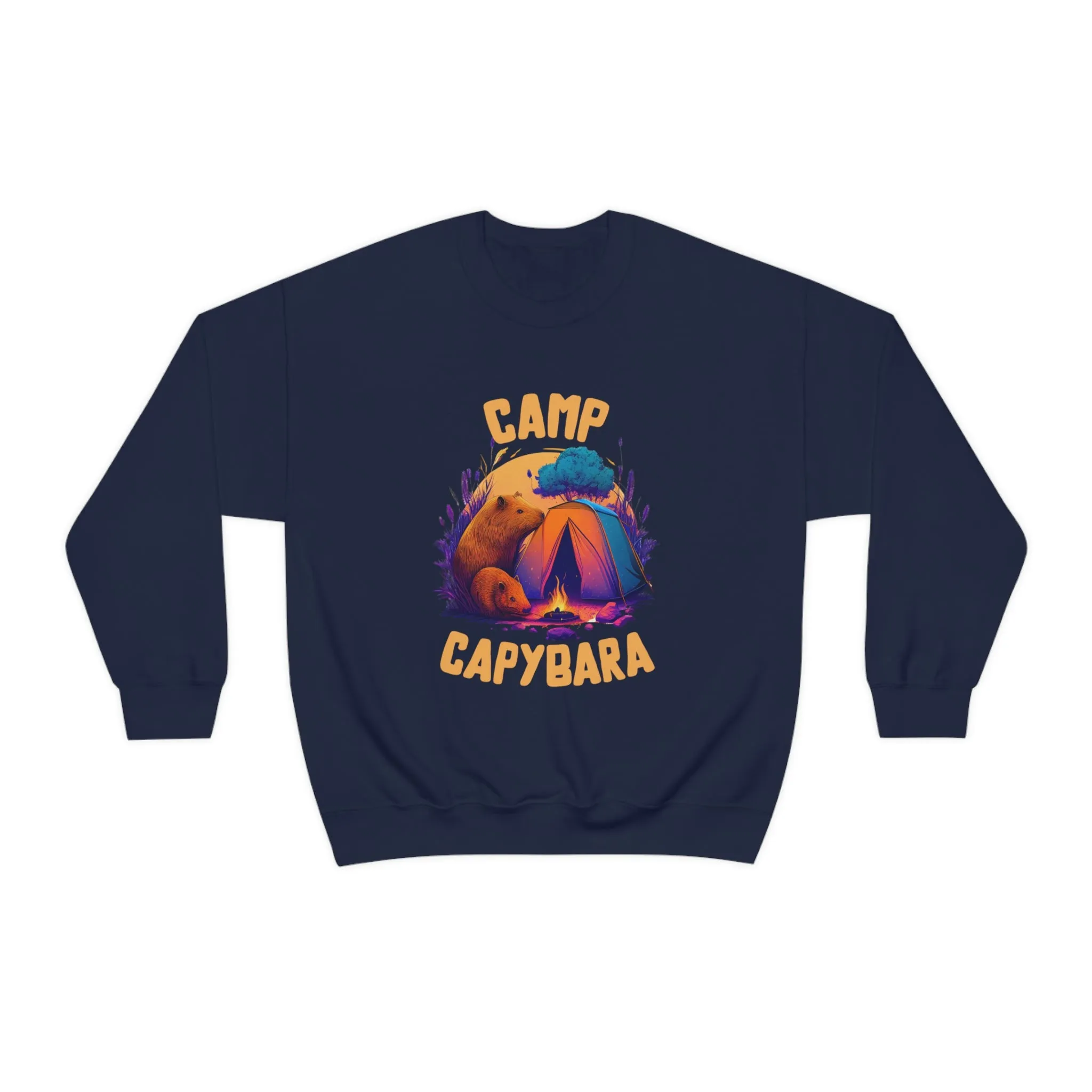 Camp Capybara Shirt | Capybara Lover Gift | Retro Camping Sweatshirt | Funny Capybara Shirt| Unisex Crewneck Sweatshirt