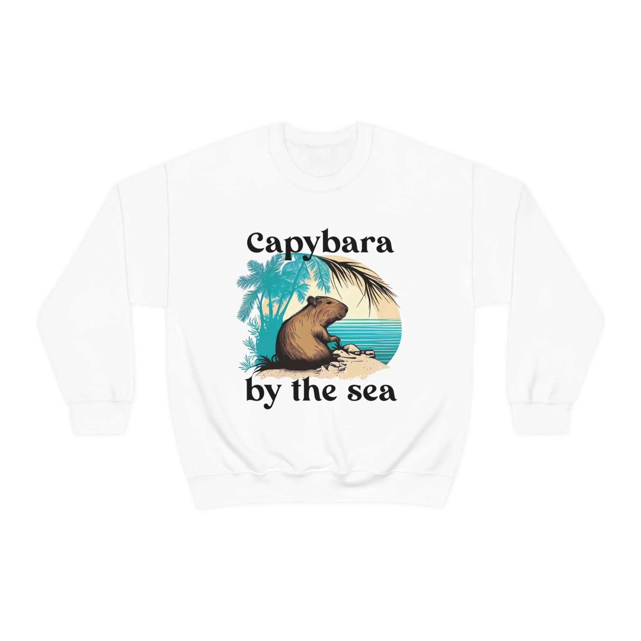 Capybara By The Sea Shirt | Capybara Lover Gift | Tropical Island Sweatshirt | Funny Capybara Shirt| | Unisex Crewneck Sweatshirt