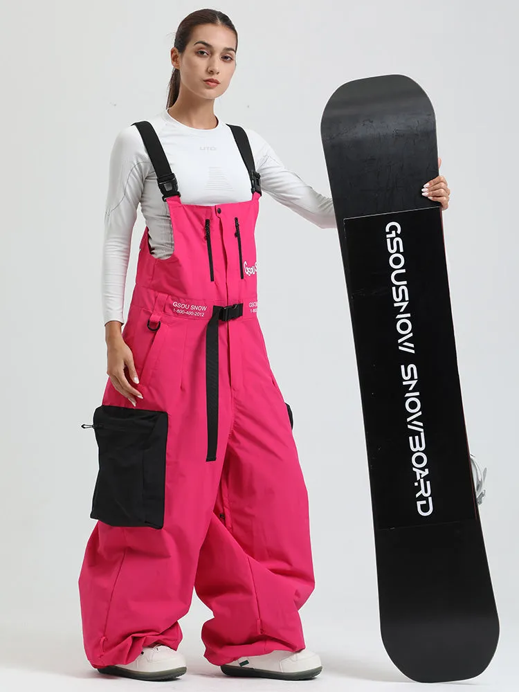 Cool Lady Extra-Baggy Snow Bibs Pants Alpine Freestyle Ski Overalls