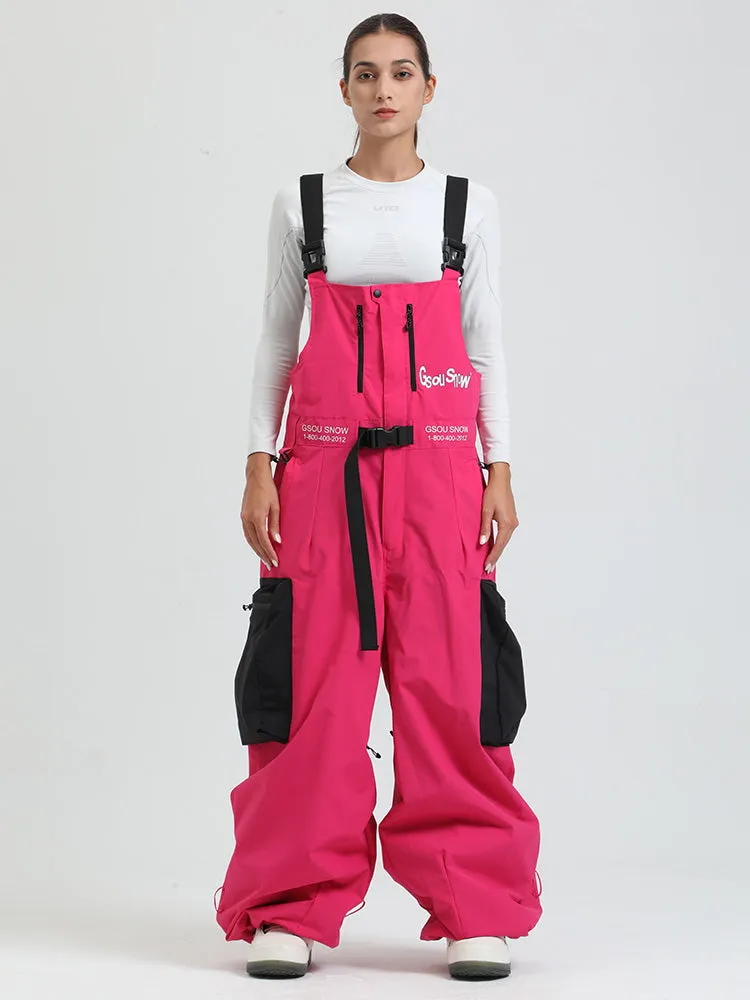 Cool Lady Extra-Baggy Snow Bibs Pants Alpine Freestyle Ski Overalls
