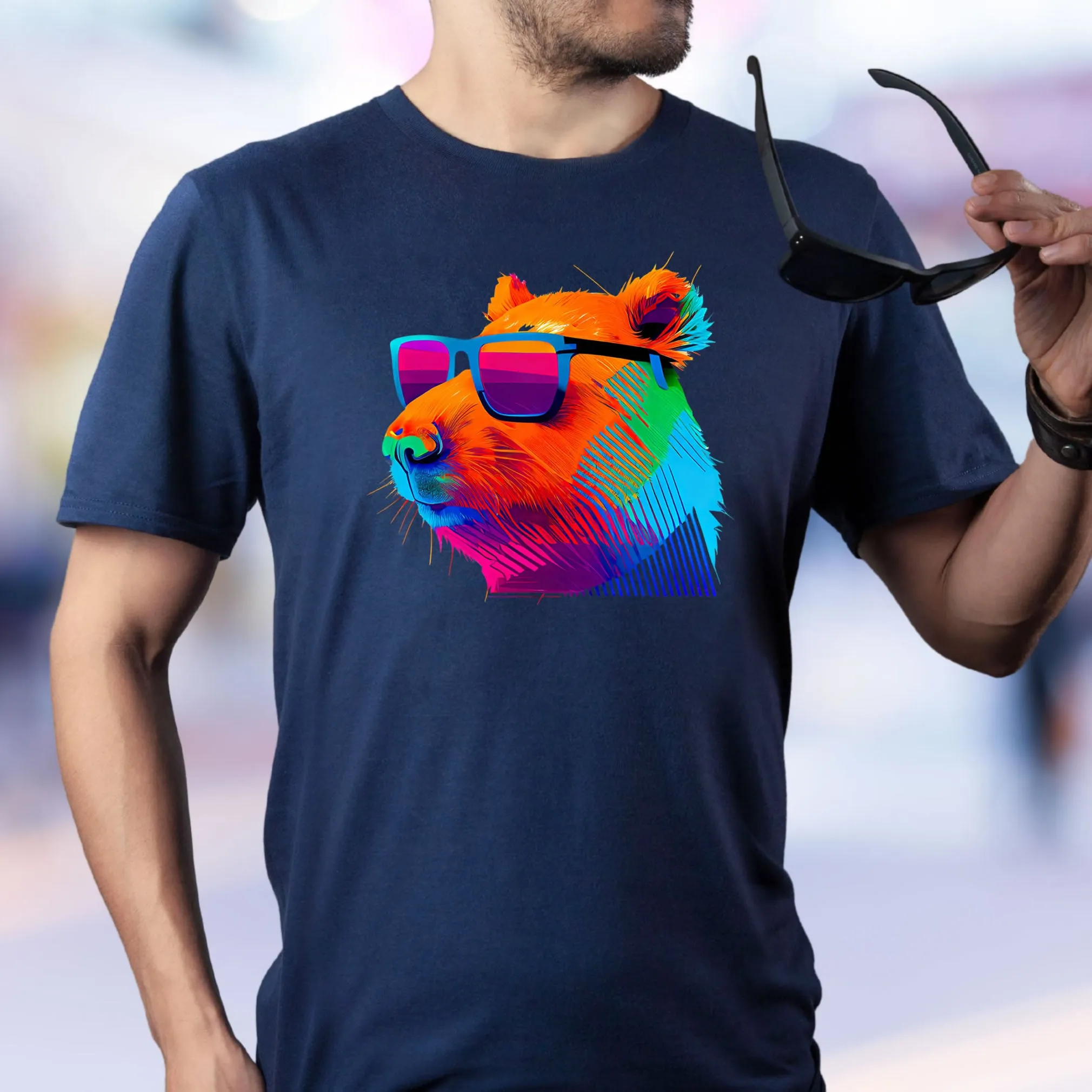 Cool Sunglasses Capybara Shirt | Capybara Lover Gift | Capybara Art Shirt | Retro Capybara Shirt | Unisex Jersey T-shirt
