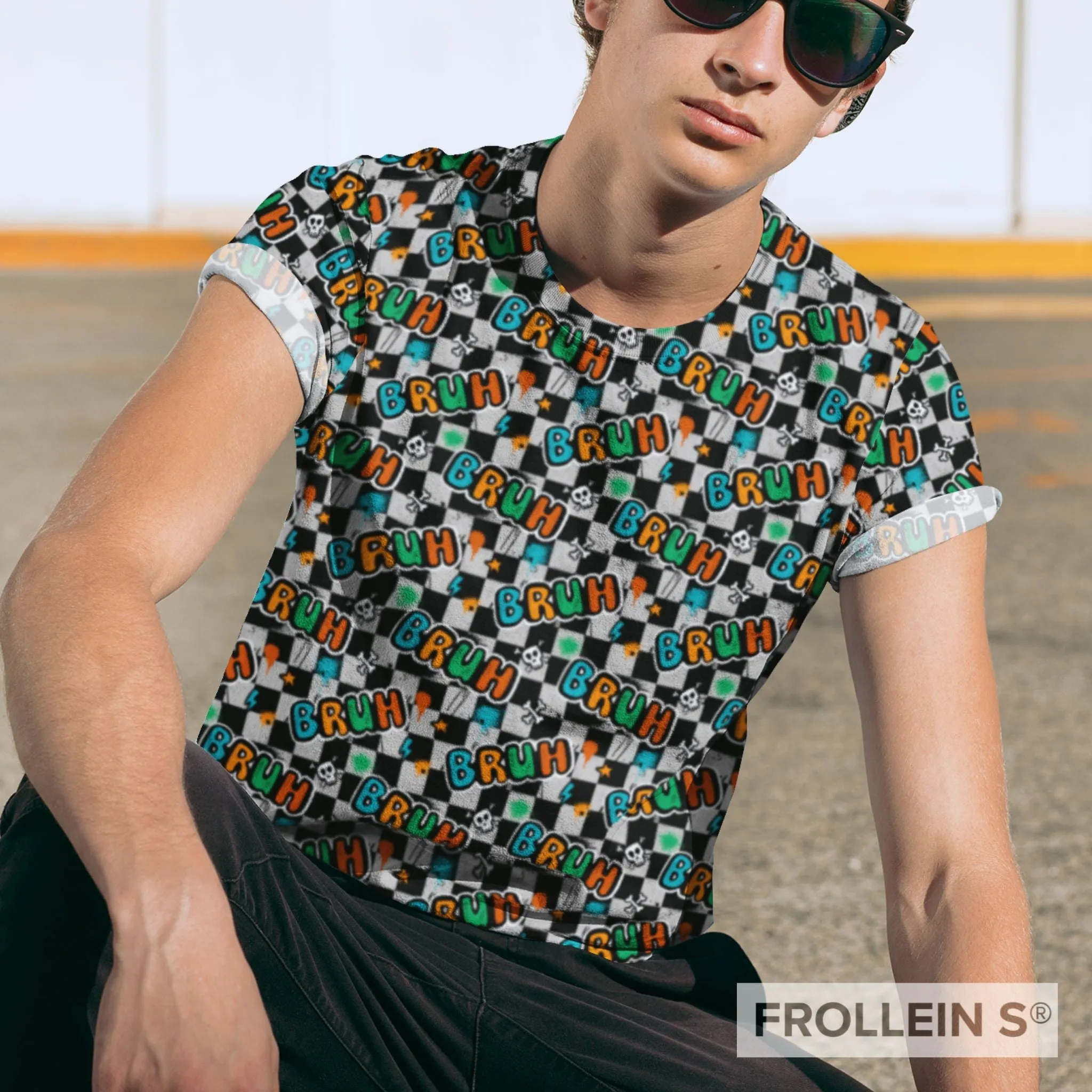 Cotton Jersey Fabric - Bruh - Checker