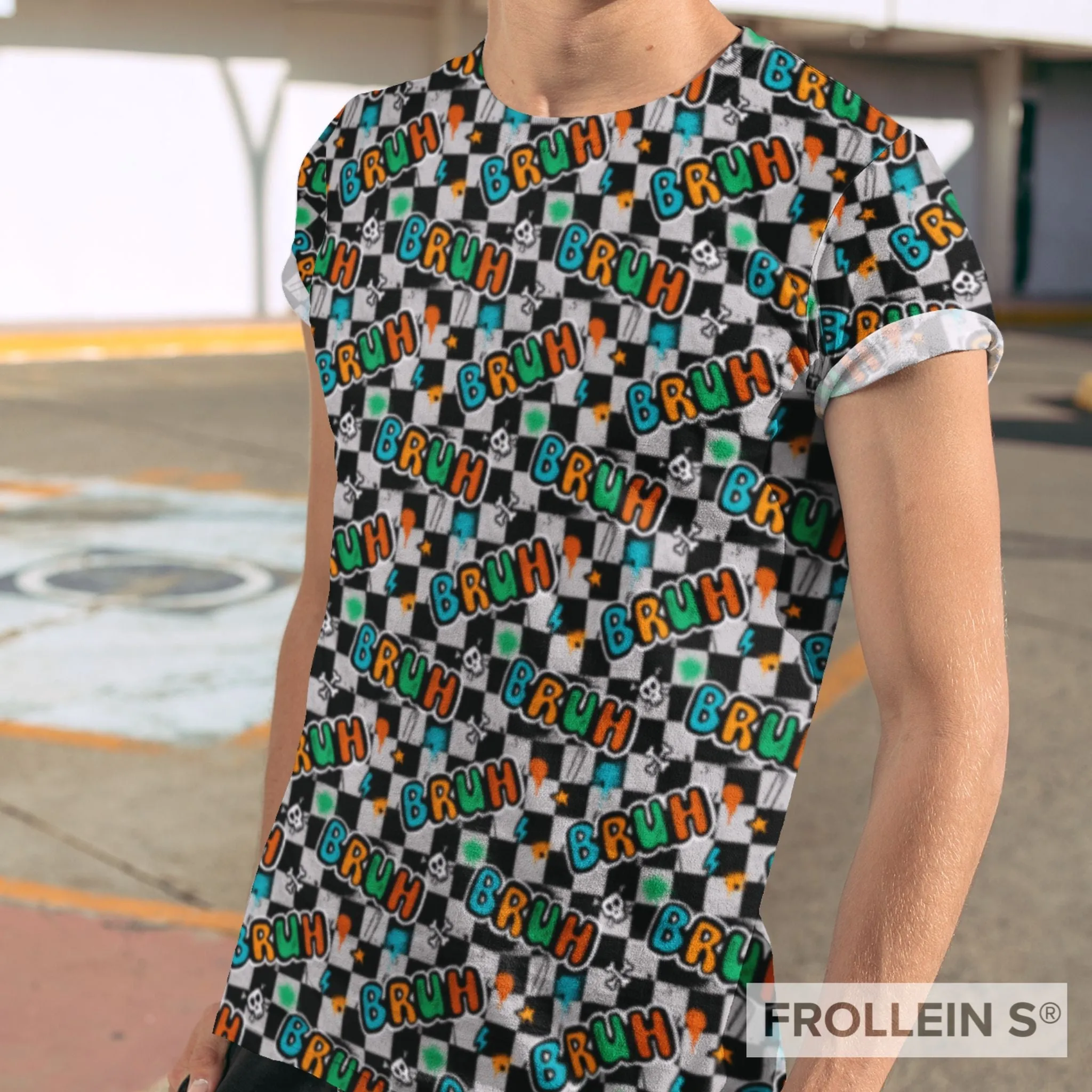 Cotton Jersey Fabric - Bruh - Checker