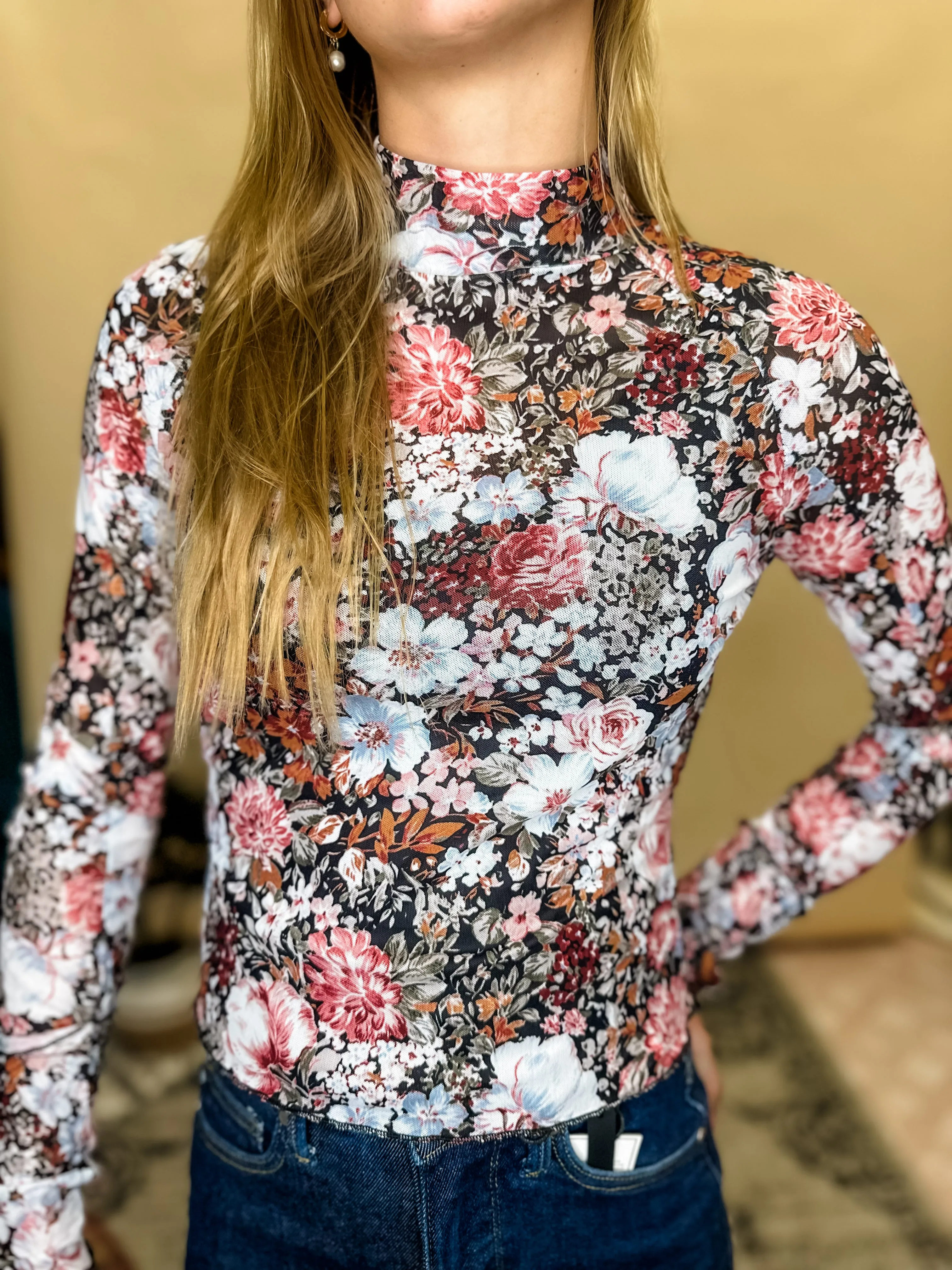 Floral Grace Mesh Top