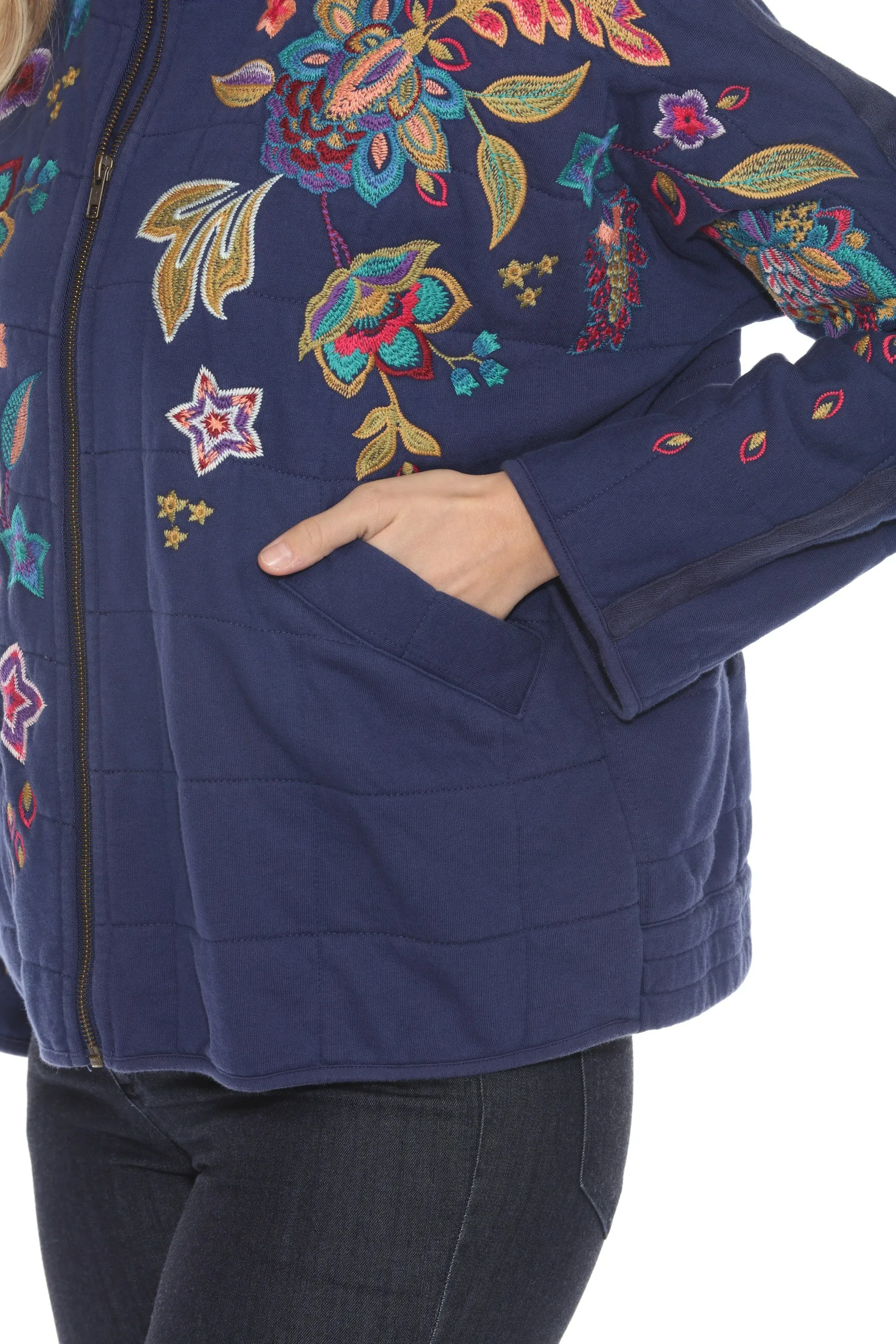 Johnny Was JWLA Navy Ethal Dolman Quilted Jacket J42424