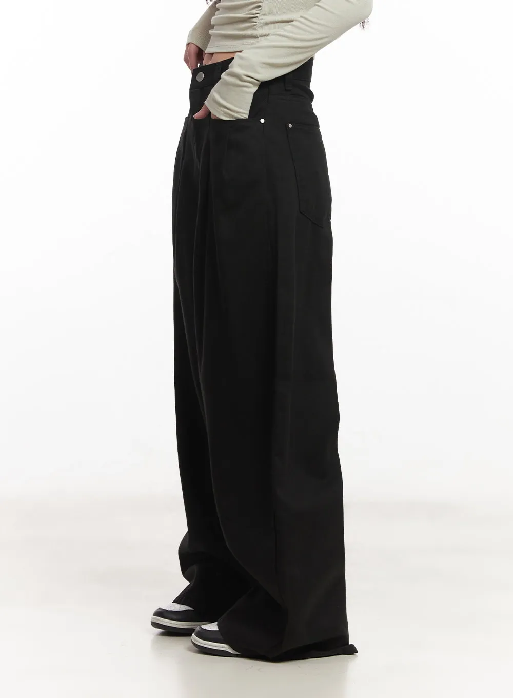 Pintuck Cotton Baggy Pants CA521