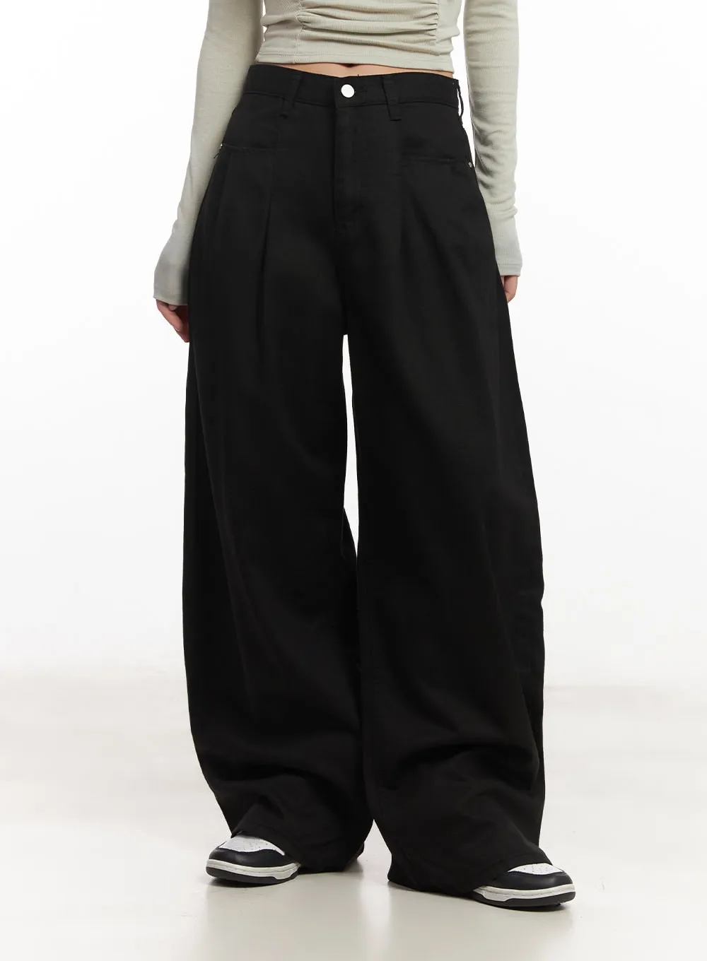 Pintuck Cotton Baggy Pants CA521