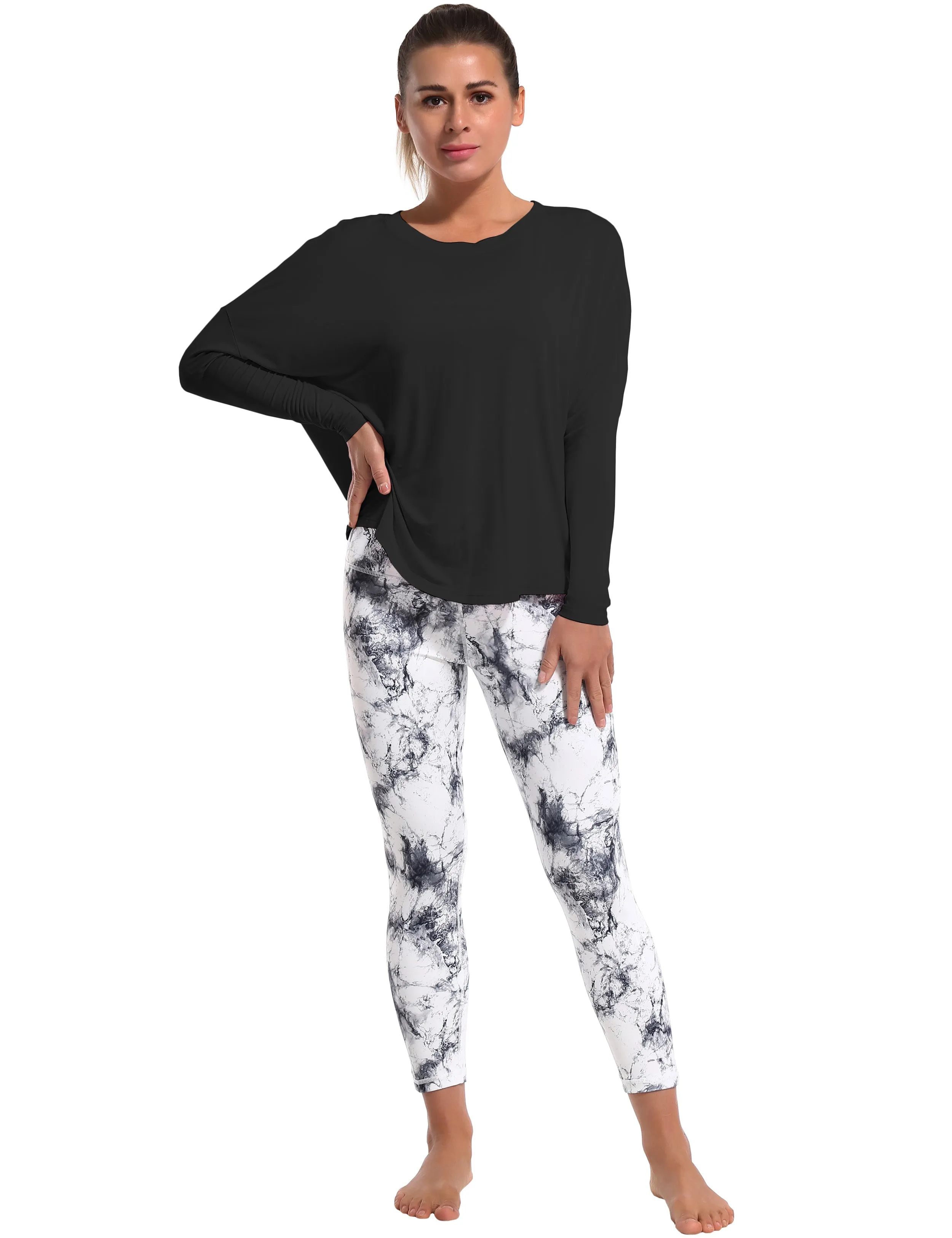 Running Batwing Tunic Tops black_Running