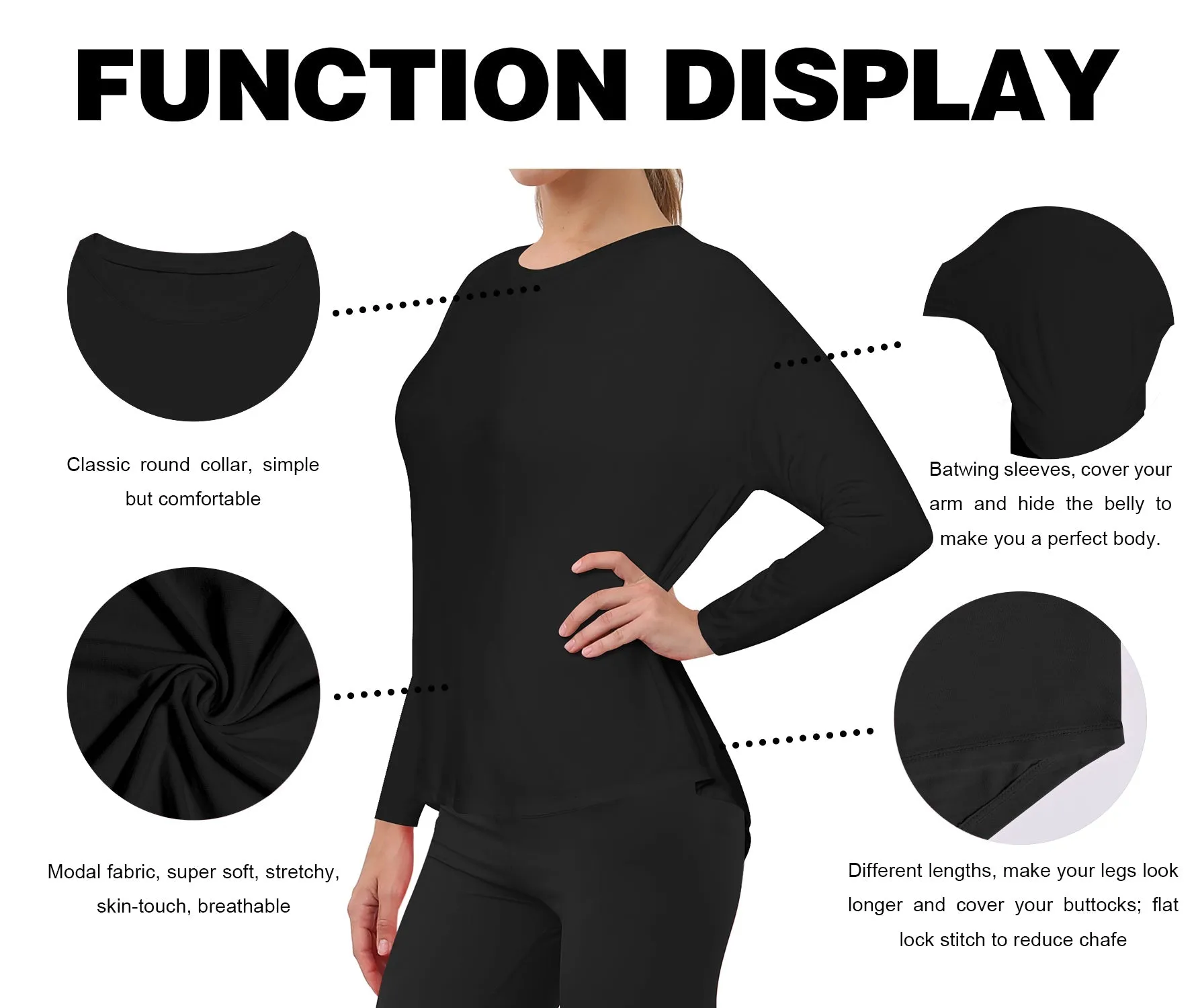 Running Batwing Tunic Tops black_Running