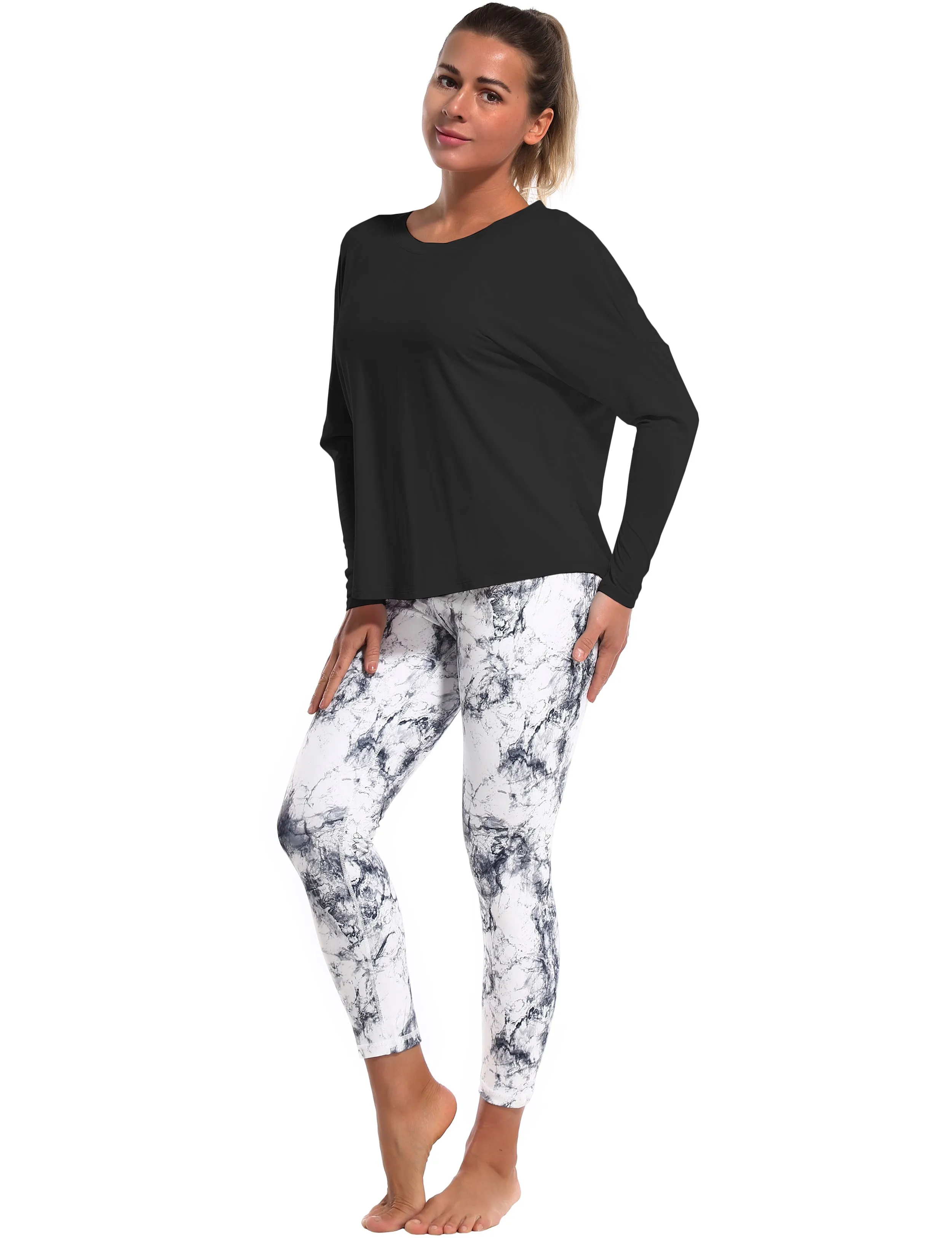 Running Batwing Tunic Tops black_Running