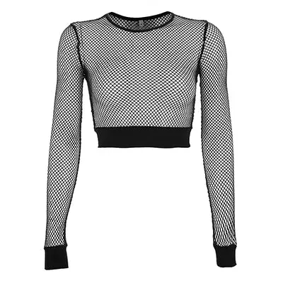 Sexy Hollow Out Long Sleeve Mesh Cropped Tops
