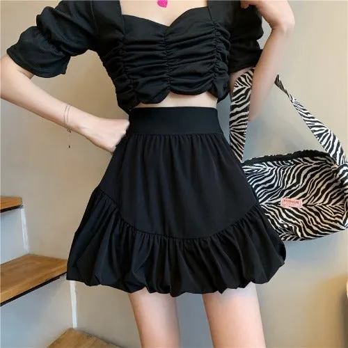 Solid Sweet A-line Skirts