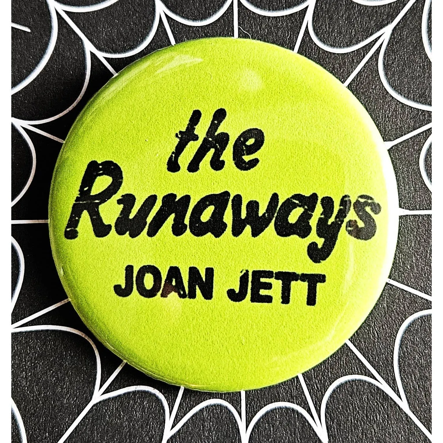 Vintage Reproduction The Runaways Joan Jett Small Pinback Button | Classic Punk Rock | 1.25" Diameter