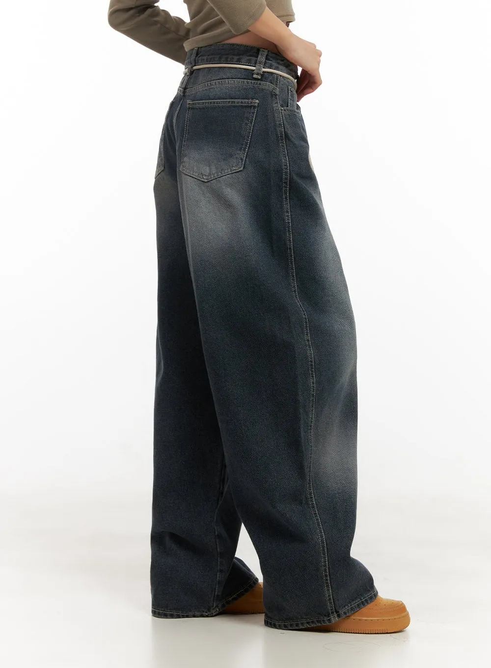Vivian Washed Cotton Baggy Jeans CD409